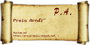 Preis Arnó névjegykártya